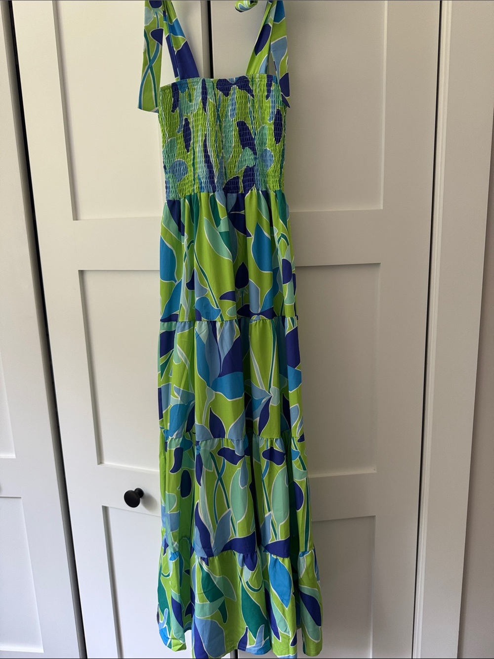 Women’s Green & Blue Floral Tiered Maxi Dress
